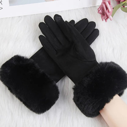 Alessia Snug Fit Gloves | Fur Cuffs Wrist-Length Gloves
