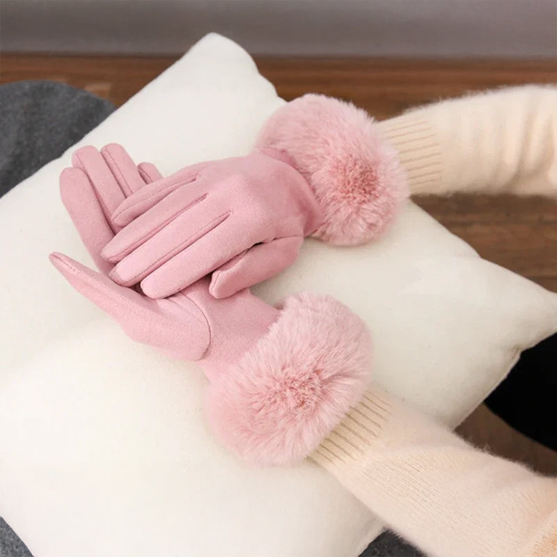 Alessia Snug Fit Gloves | Fur Cuffs Wrist-Length Gloves