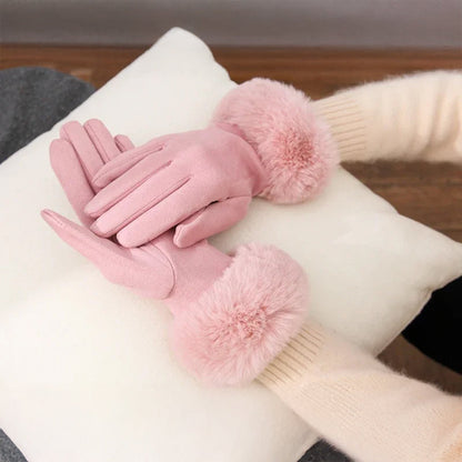 Alessia Snug Fit Gloves | Fur Cuffs Wrist-Length Gloves
