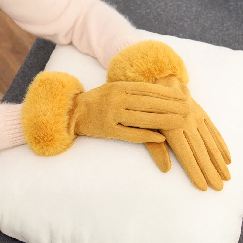 Alessia Snug Fit Gloves | Fur Cuffs Wrist-Length Gloves