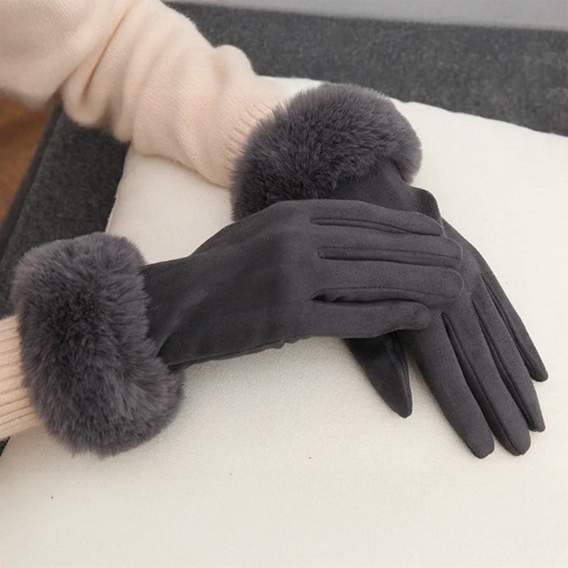 Alessia Snug Fit Gloves | Fur Cuffs Wrist-Length Gloves