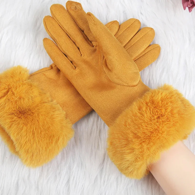 Alessia Snug Fit Gloves | Fur Cuffs Wrist-Length Gloves