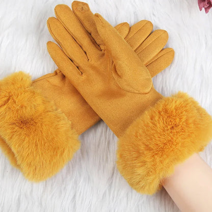 Alessia Snug Fit Gloves | Fur Cuffs Wrist-Length Gloves