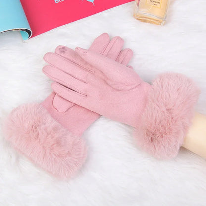 Alessia Snug Fit Gloves | Fur Cuffs Wrist-Length Gloves