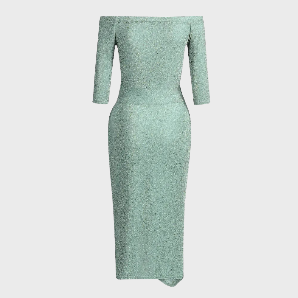 Women's Off-Shoulder Dress - Slim Fit - High Slit - Elegant Party Outfit