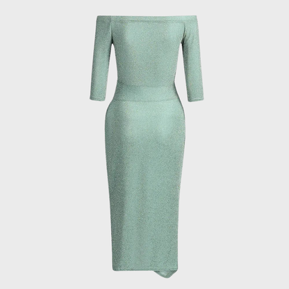 Women's Off-Shoulder Dress - Slim Fit - High Slit - Elegant Party Outfit