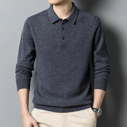 Men's Sweater with Polo Collar – Wool Blend – Regular Fit – Ribbed Edges – Three Buttons