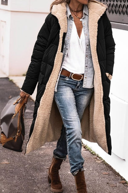 Women's Long Coat – Quilted Design – Oversized Fit – Padded – Soft Lining