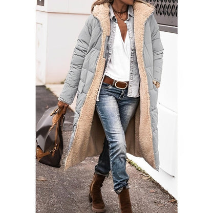 Women's Long Coat – Quilted Design – Oversized Fit – Padded – Soft Lining