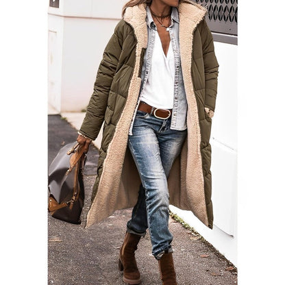 Women's Long Coat – Quilted Design – Oversized Fit – Padded – Soft Lining