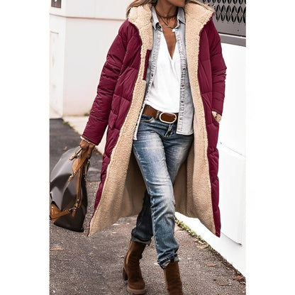 Women's Long Coat – Quilted Design – Oversized Fit – Padded – Soft Lining