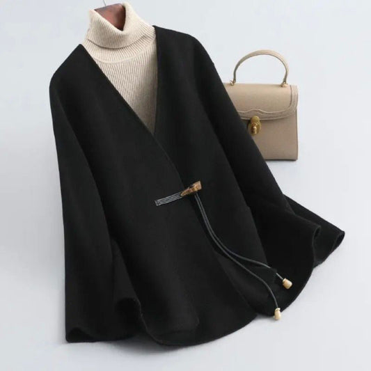 Bianca Draped Cape Coat | Toggle Closure Cape Coat