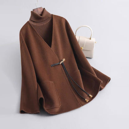 Bianca Draped Cape Coat | Toggle Closure Cape Coat