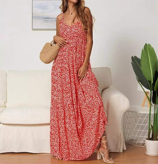 Women's Maxi Dress – Sleeveless with Spaghetti Straps – Loose Fit – Breathable Fabric