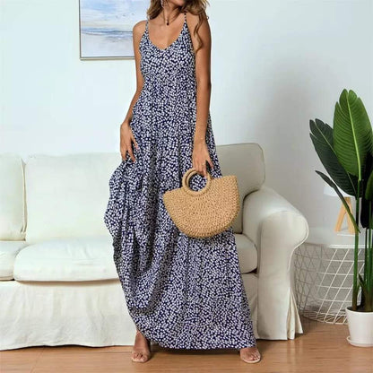 Women's Maxi Dress – Sleeveless with Spaghetti Straps – Loose Fit – Breathable Fabric