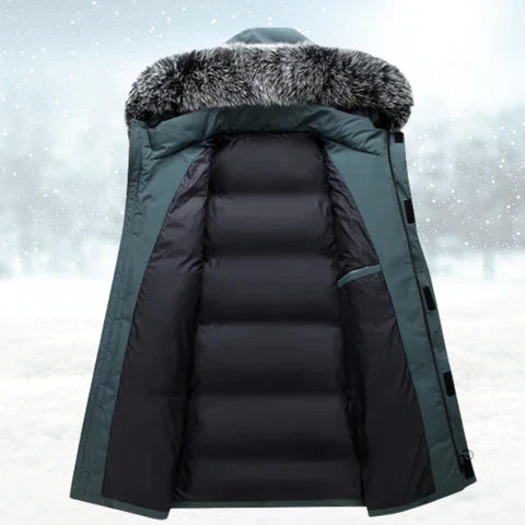 Men's Parka - Water-Repellent - Faux Fur Hood - Long Fit - Insulated and Warm