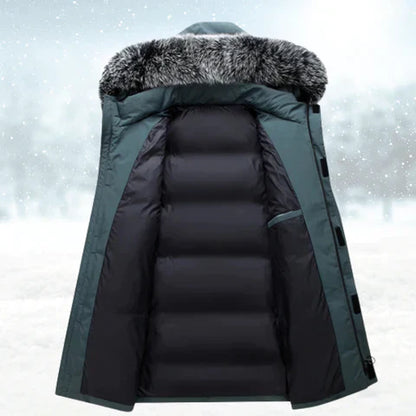 Men's Parka - Water-Repellent - Faux Fur Hood - Long Fit - Insulated and Warm