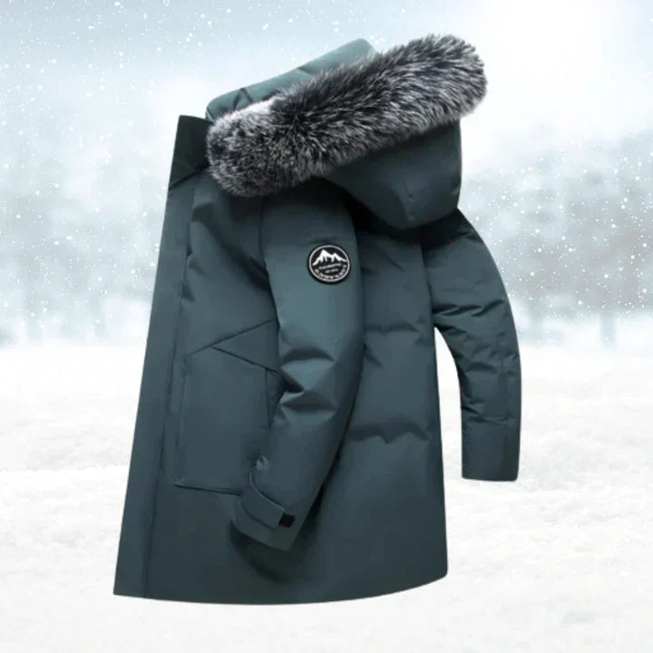 Men's Parka - Water-Repellent - Faux Fur Hood - Long Fit - Insulated and Warm