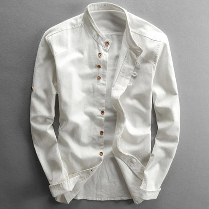 Herreskjorte - Slim Fit - Langermet med Kinakrave - Pustende og Stilig Design