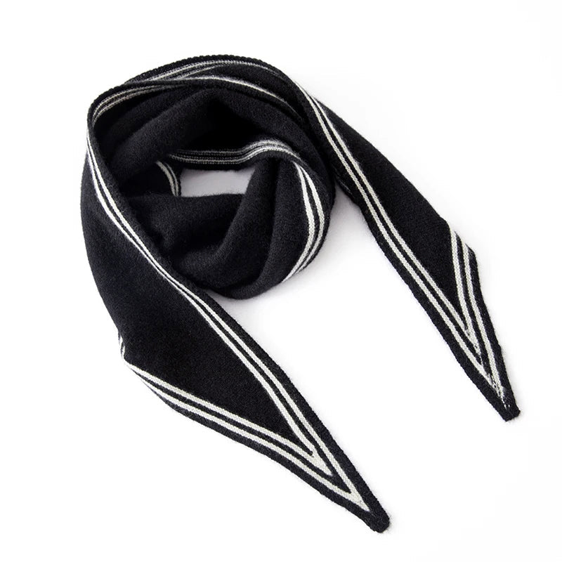 Angela Wrap Scarf | Contrast Trim, Striped Scarf