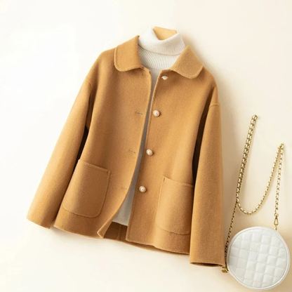 Paola Relaxed Fit Coat | Pearl Buttons Patch Pockets Coat