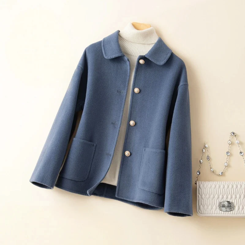 Paola Relaxed Fit Coat | Pearl Buttons Patch Pockets Coat
