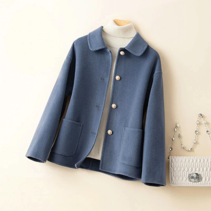 Paola Relaxed Fit Coat | Pearl Buttons Patch Pockets Coat