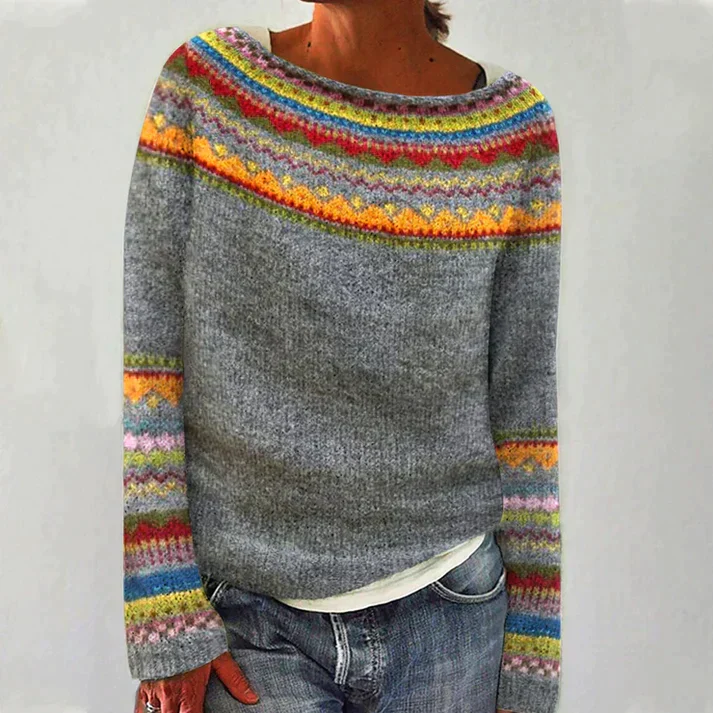 Lucia Relaxed Fit Knit Sweater | Fair Isle Knit Sweater