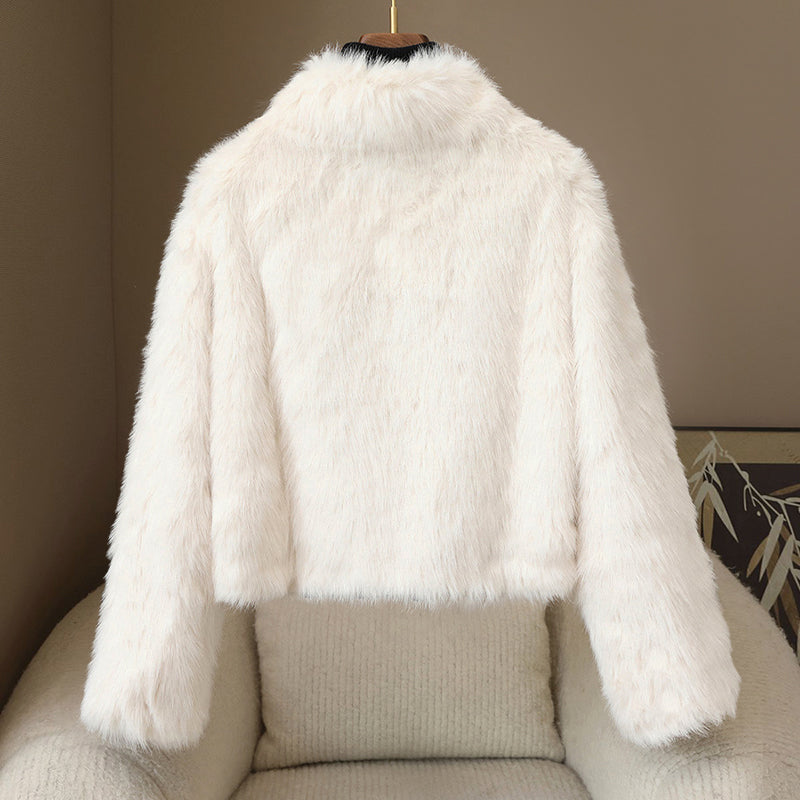 Sara Relaxed Fit Fur Coat | Cropped, Button Front Fur Coat