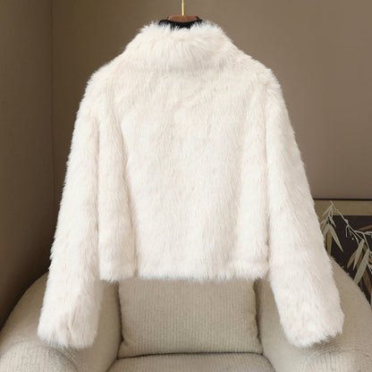 Sara Relaxed Fit Fur Coat | Cropped, Button Front Fur Coat