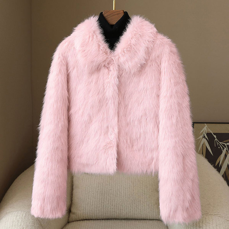 Sara Relaxed Fit Fur Coat | Cropped, Button Front Fur Coat