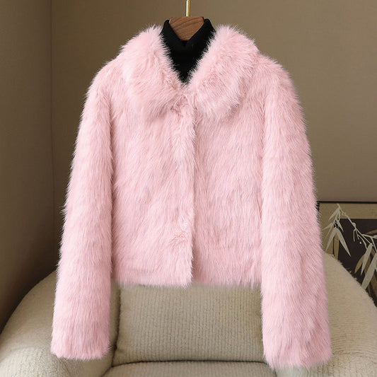 Sara Relaxed Fit Fur Coat | Cropped, Button Front Fur Coat