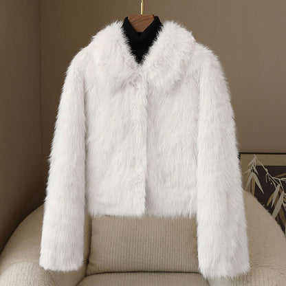 Sara Relaxed Fit Fur Coat | Cropped, Button Front Fur Coat