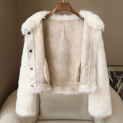 Sara Relaxed Fit Fur Coat | Cropped, Button Front Fur Coat