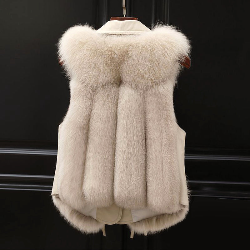 Isabella Tie-Waist Fur Vest | Lapel Collar Hip-Length Fur Vest
