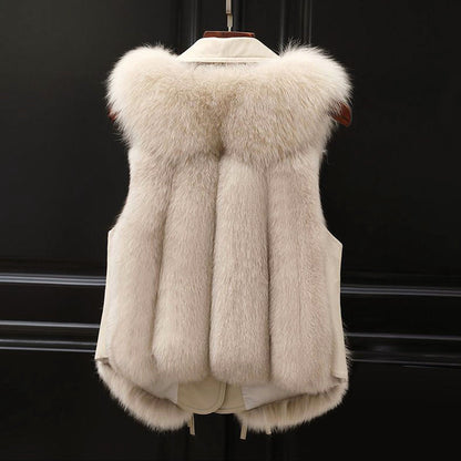 Isabella Tie-Waist Fur Vest | Lapel Collar Hip-Length Fur Vest