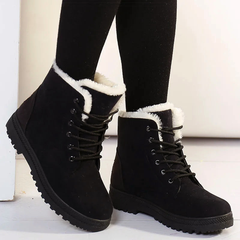 Evelyn Lace-Up Ankle Boots | Fur Lining, Lug Sole Ankle Boots