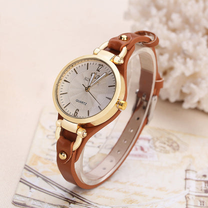 Lucia Leather Studded Strap Wristwatch | Textured Dial Wristwatch