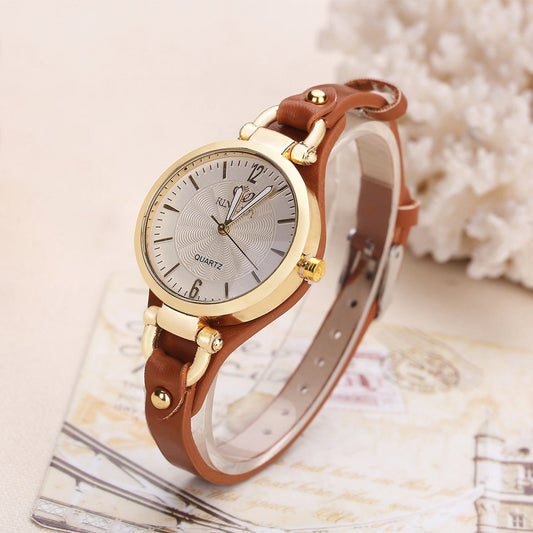 Lucia Leather Studded Strap Wristwatch | Textured Dial Wristwatch