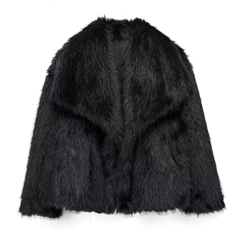 Patricia Short Faux Fur Coat | Oversized Collar Jacket