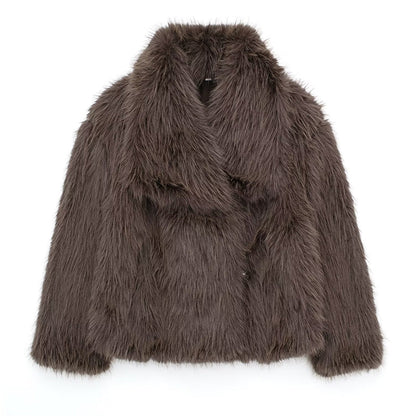 Patricia Short Faux Fur Coat | Oversized Collar Jacket