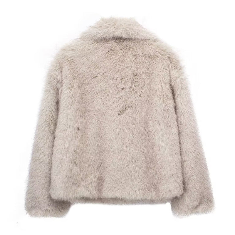 Patricia Short Faux Fur Coat | Oversized Collar Jacket