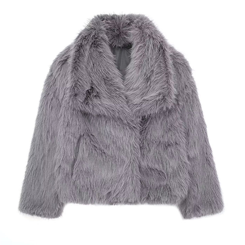 Patricia Short Faux Fur Coat | Oversized Collar Jacket
