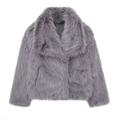 Patricia Short Faux Fur Coat | Oversized Collar Jacket