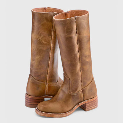 Angela Leather Mid-Calf Western Boots | Square Toe Western Boots