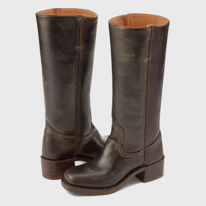 Angela Leather Mid-Calf Western Boots | Square Toe Western Boots