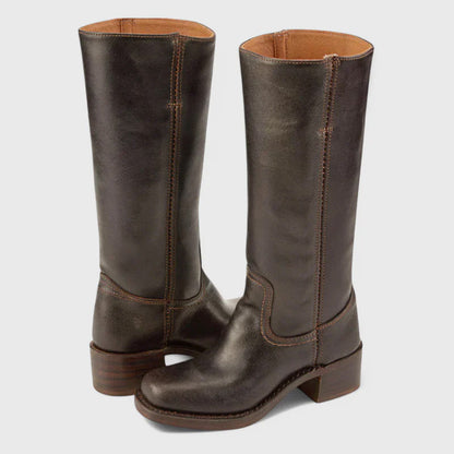 Angela Leather Mid-Calf Western Boots | Square Toe Western Boots