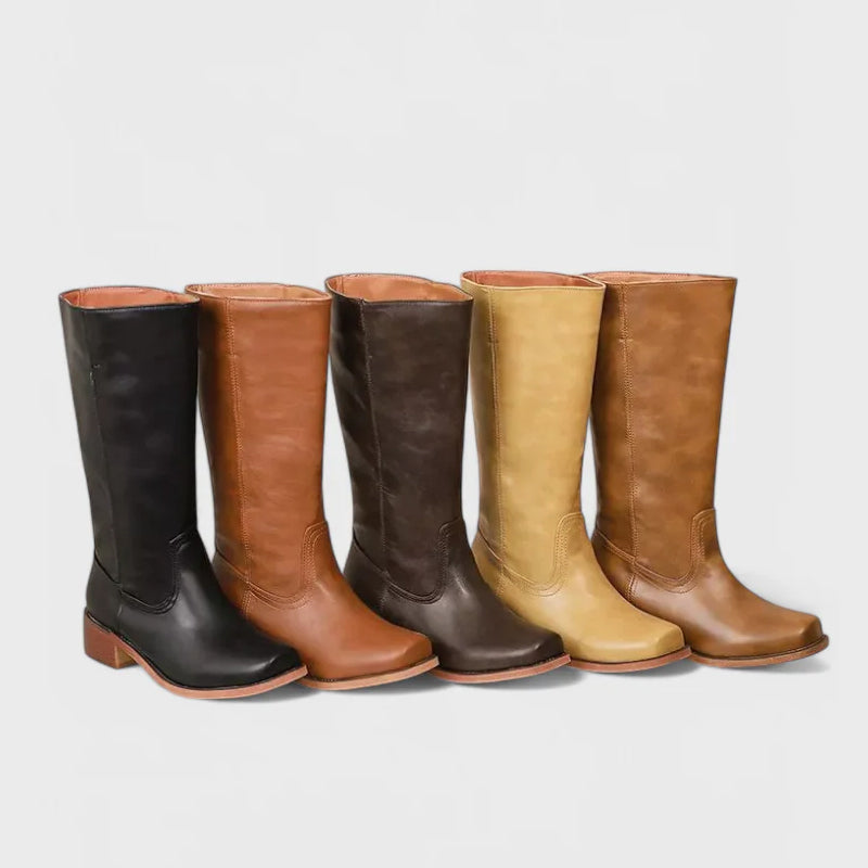 Angela Leather Mid-Calf Western Boots | Square Toe Western Boots