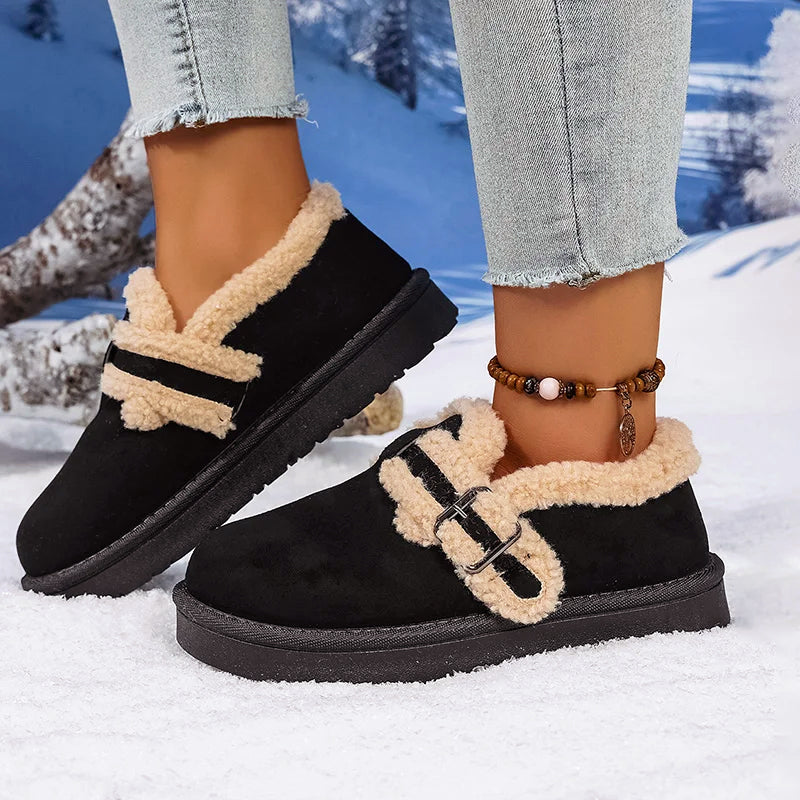 Rosa Sherpa-Lined Slip-On Shoes | Fur Trim Slip-On Shoes
