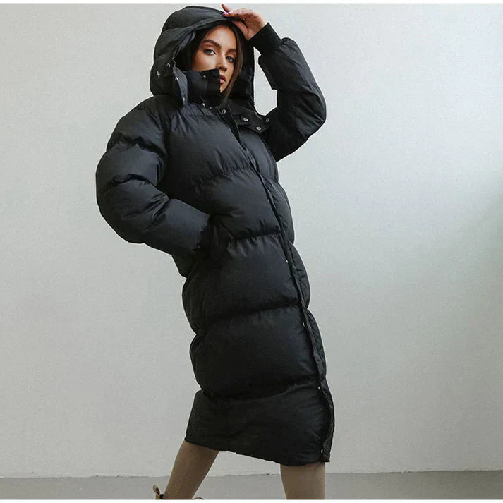 Women’s Puffer Jacket - Synthetic - Oversized Fit - Maxi Length - High Collar